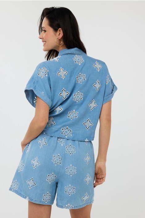 EsQualo blouse knot chambray